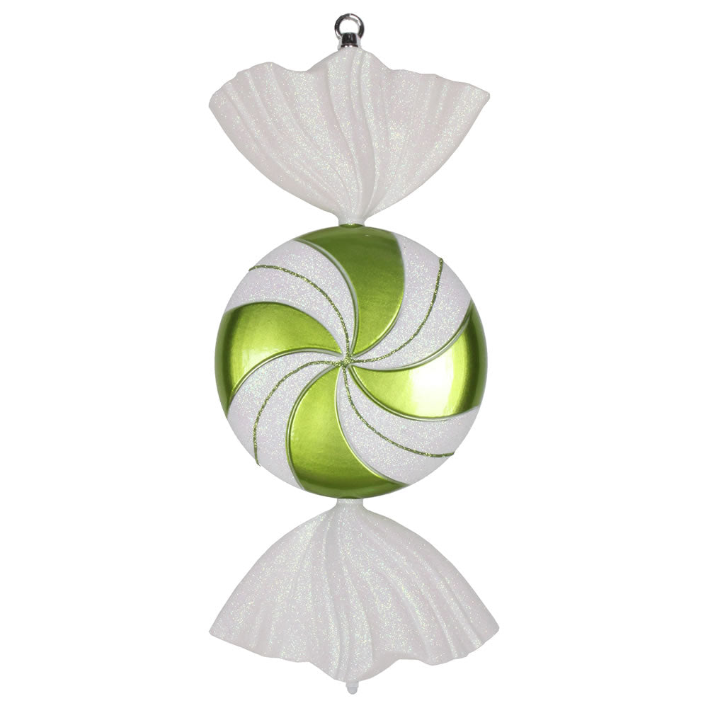 Vickerman 18.5 in. Lime swirl Candy Glitter Candy Christmas Ornament