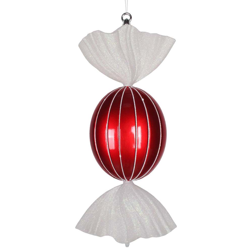Vickerman 18.5 in. Red-White Candy Glitter Candy Christmas Ornament