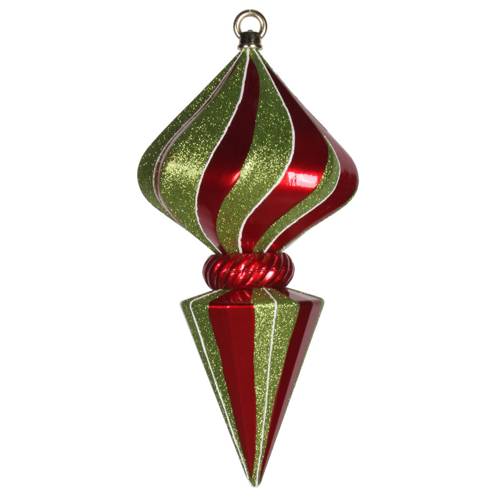 Vickerman 12 in. Red-Lime Finial Christmas Ornament