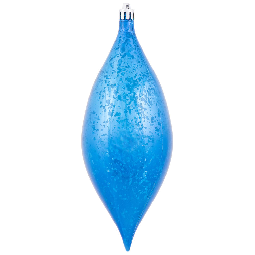 Vickerman 7 in. Blue Shiny Mercury Drop Christmas Ornament