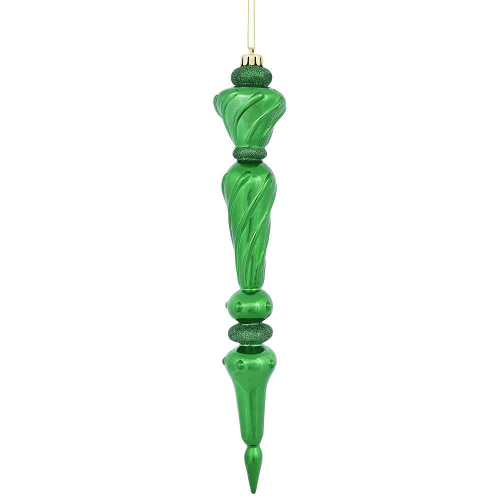Vickerman 12 in. Green Shiny Glitter Drop Christmas Ornament