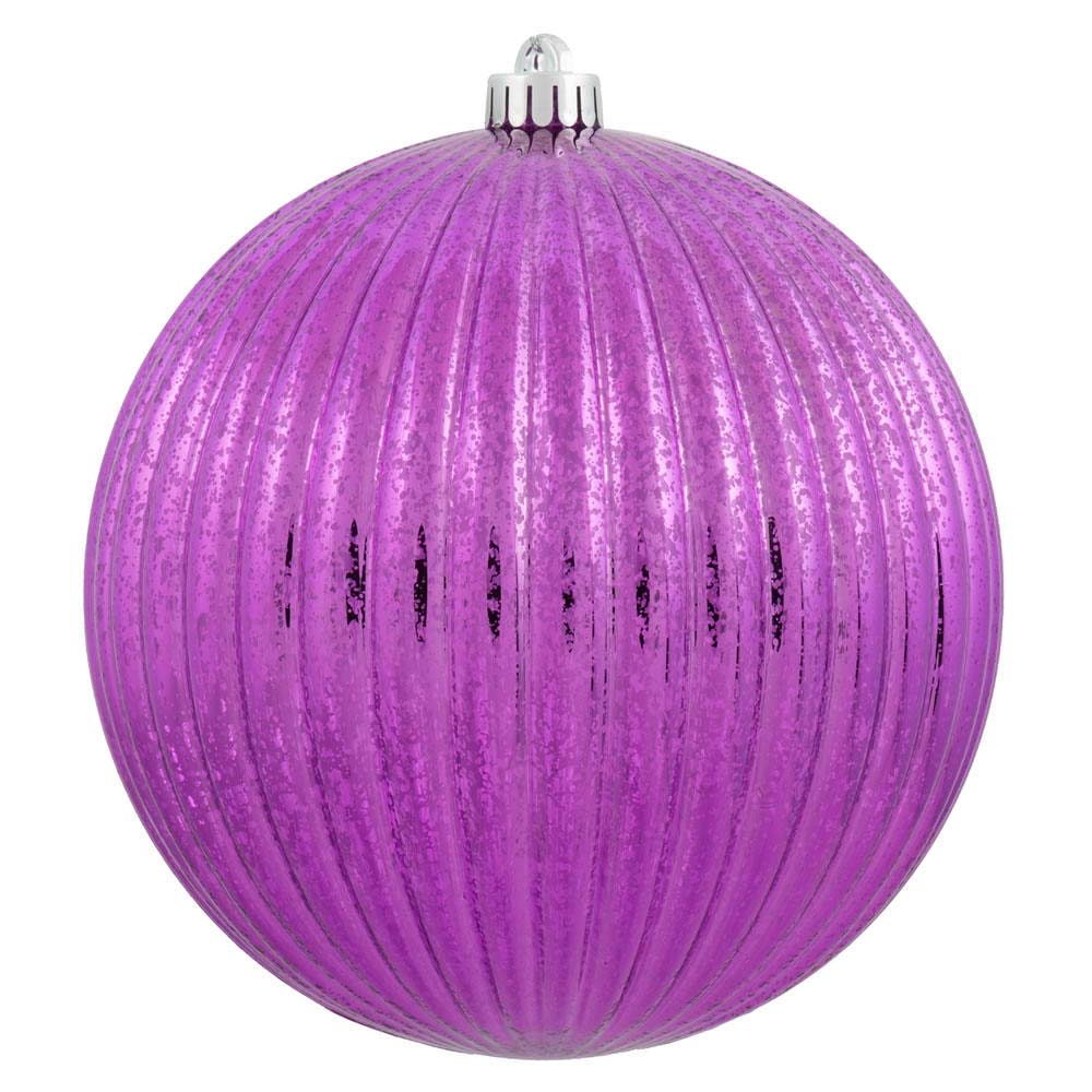 6PK - 4" Cerise Mercury Pumpkin Ball Shatterproof Christmas Ornaments