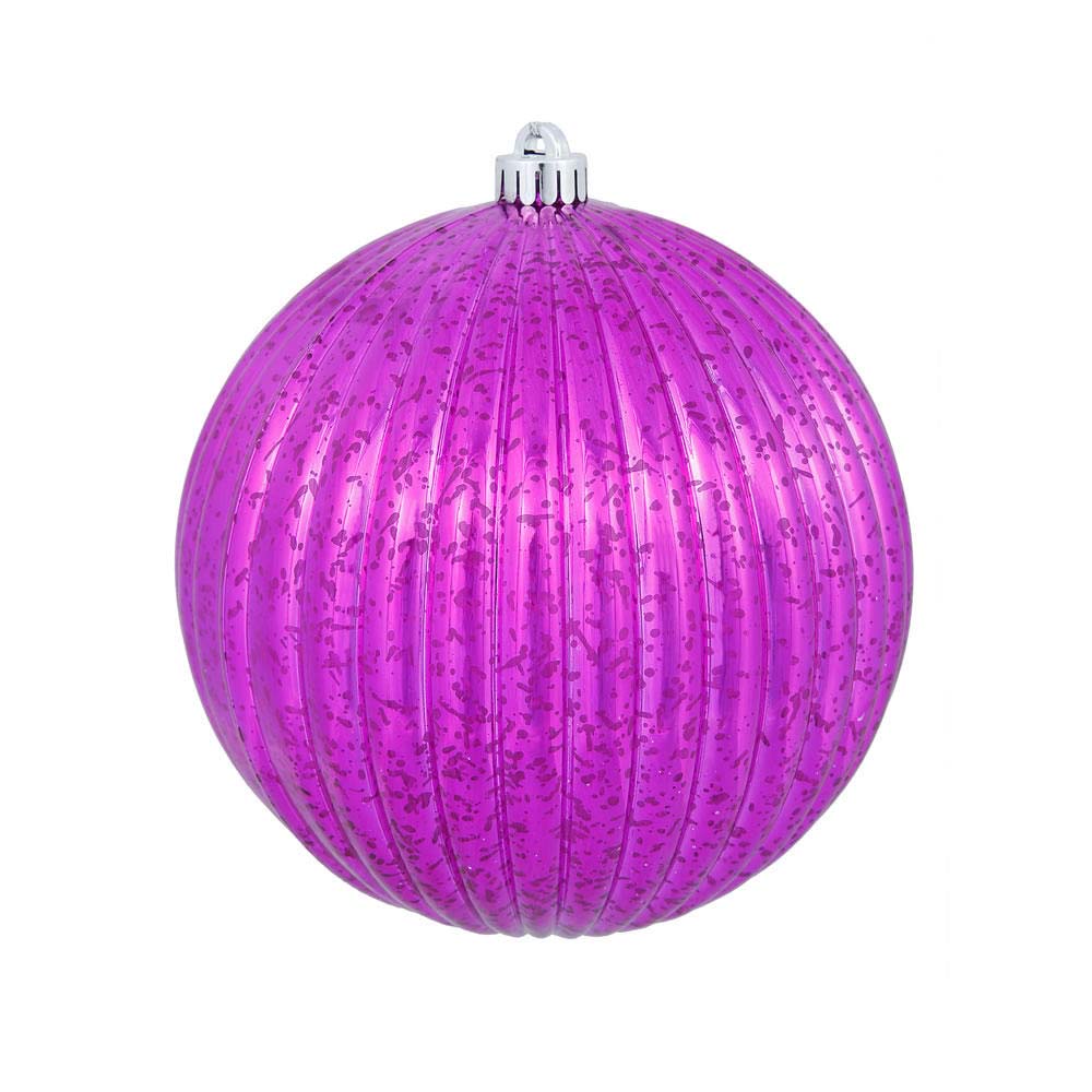 4PK - 6" Magenta Mercury Pumpkin Ball Shatterproof Christmas Ornaments