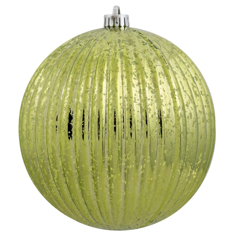 4PK - 6" Lime Mercury Pumpkin Ball Shatterproof Christmas Ornaments