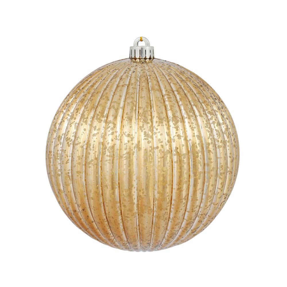4PK - 6" Mocha Mercury Pumpkin Ball Shatterproof Christmas Ornaments