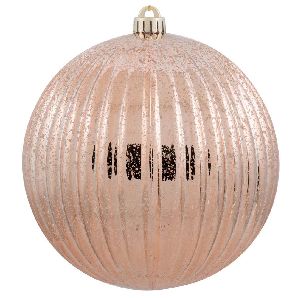4PK - 6" Rose Gold Mercury Pumpkin Ball Shatterproof Christmas Ornaments