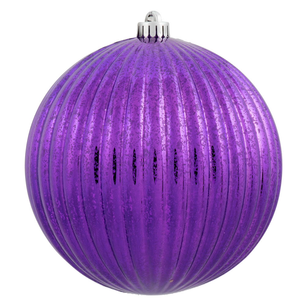 8" Purple Mercury Pumpkin Ball Shatterproof Christmas Ornament