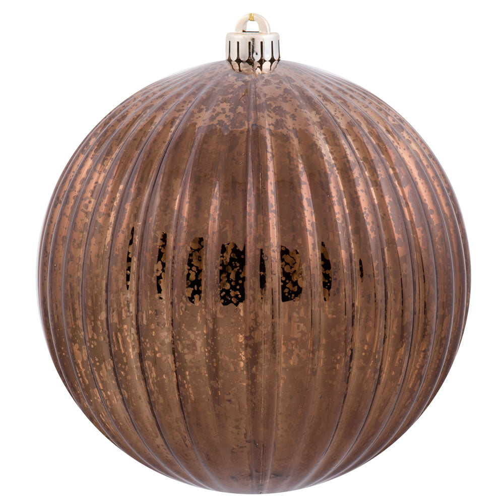 8" Chocolate Mercury Pumpkin Ball Shatterproof Christmas Ornament