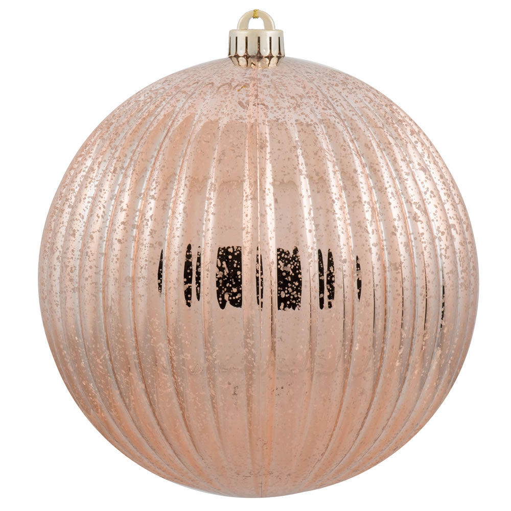 8" Rose Gold Mercury Pumpkin Ball Shatterproof Christmas Ornament
