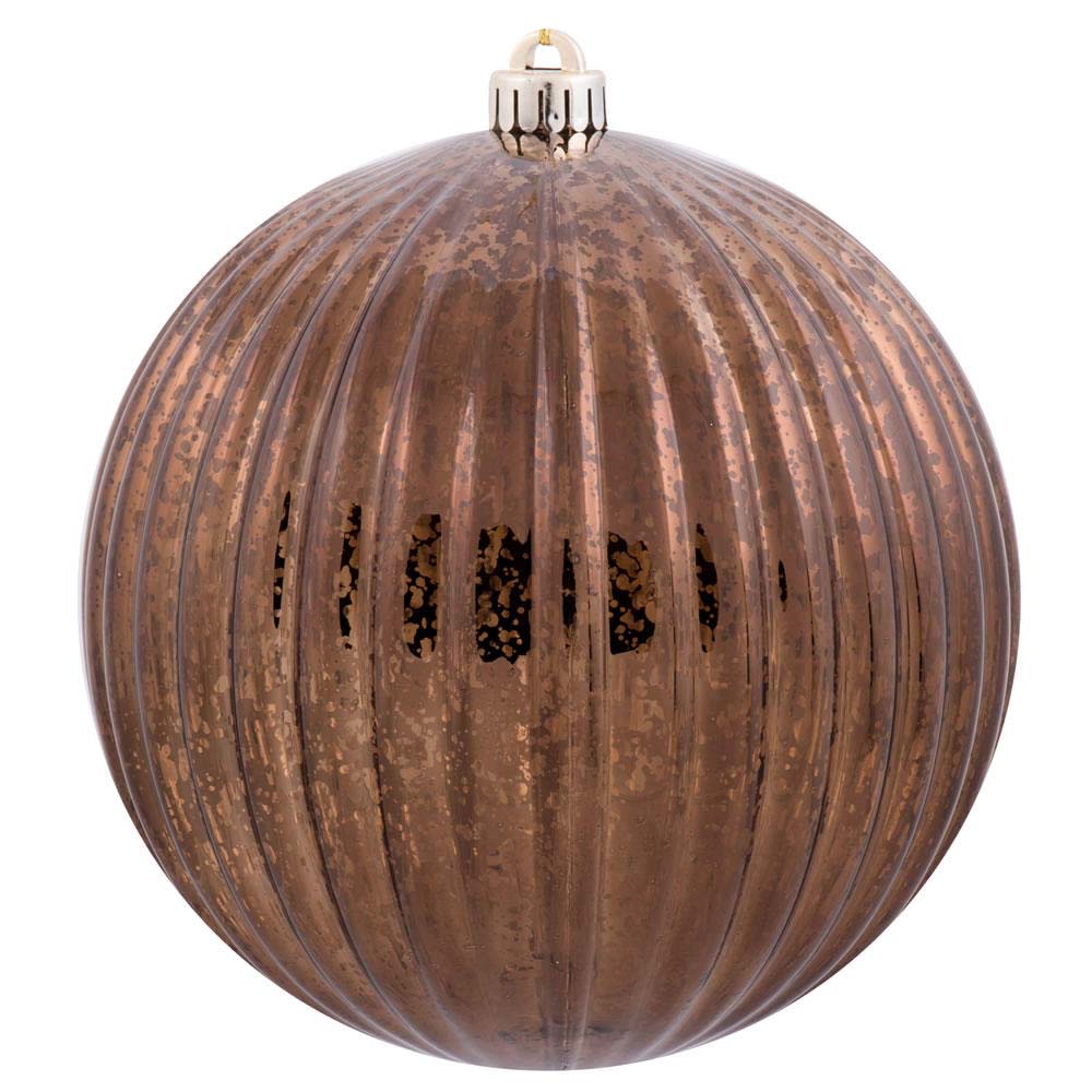 10" Chocolate Mercury Pumpkin Ball Shatterproof Christmas Ornament