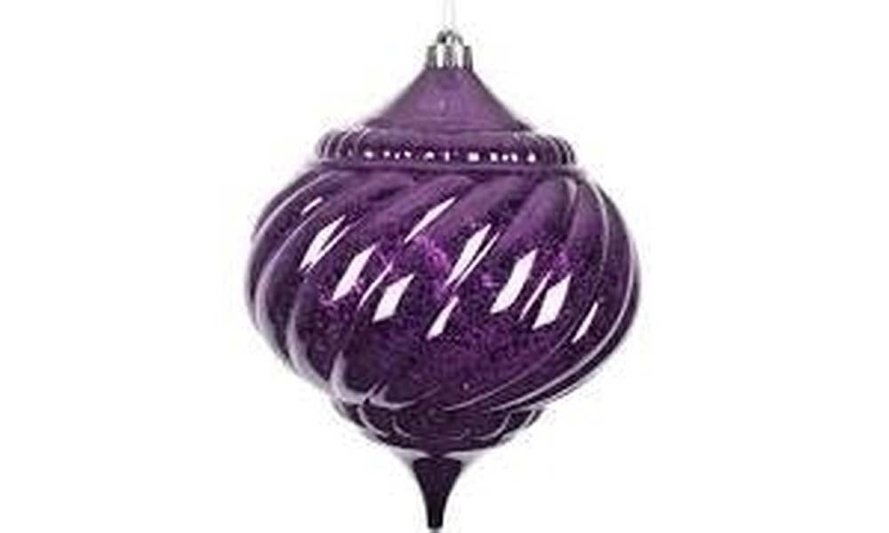 4PK - 6" Purple Shiny Mercury Finish Onion Christmas Ornaments