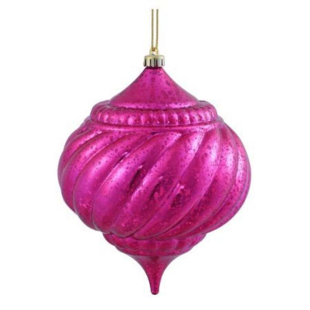 4PK - 6" Cerise Shiny Mercury Finish Onion Christmas Ornaments