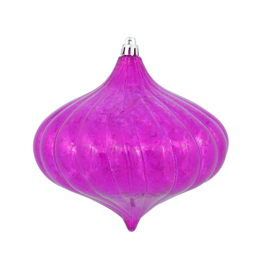 4PK - 6" Magenta Shiny Mercury Onion Shatterproof Christmas Ornaments