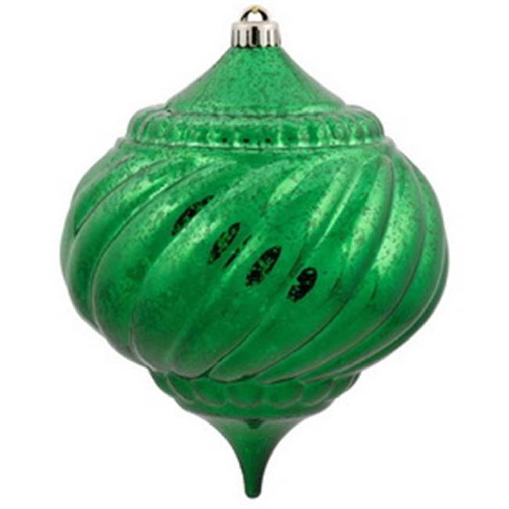 4PK - 6" Lime Shiny Mercury Onion Shatterproof Christmas Ornaments