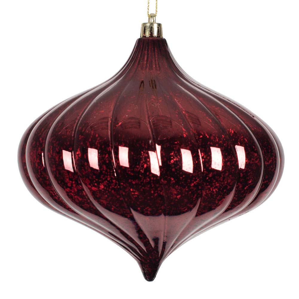 8" Burgundy Shiny Mercury Onion Shatterproof Christmas Ornament