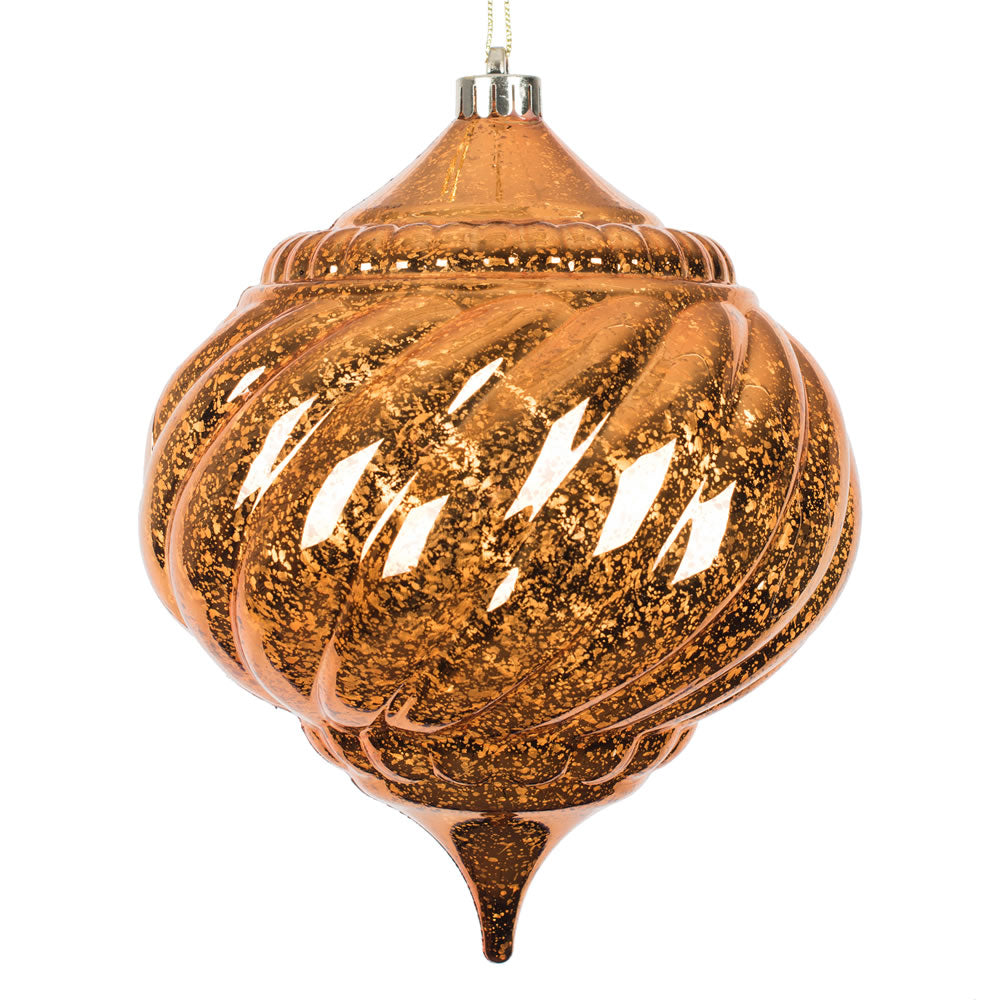 Vickerman 8 in. Burnished Orange Shiny Mercury Onion Christmas Ornament