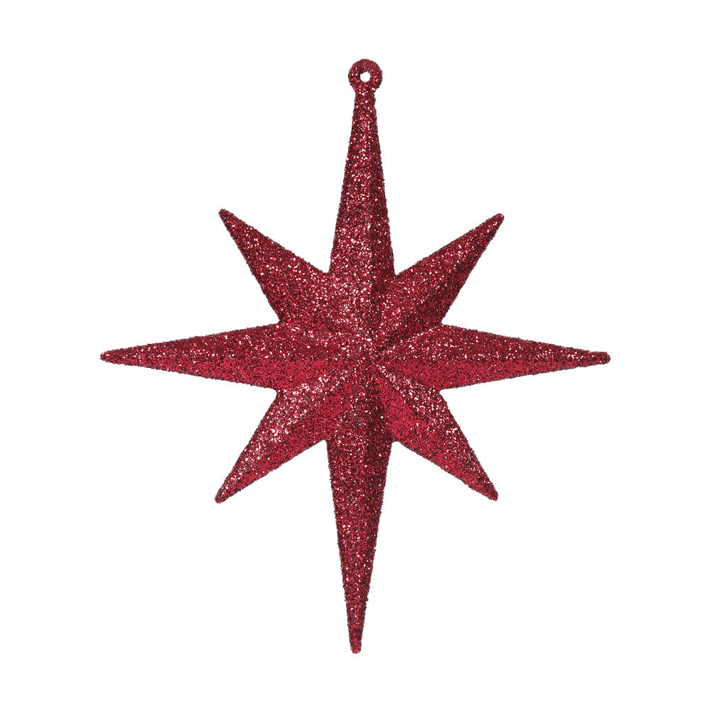 Vickerman 8 in. BURGUNDY Glitter Star Christmas Ornament