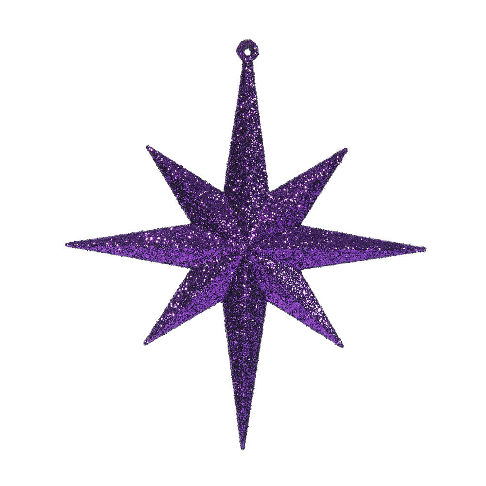 Vickerman 8 in. PURPLE Glitter Star Christmas Ornament