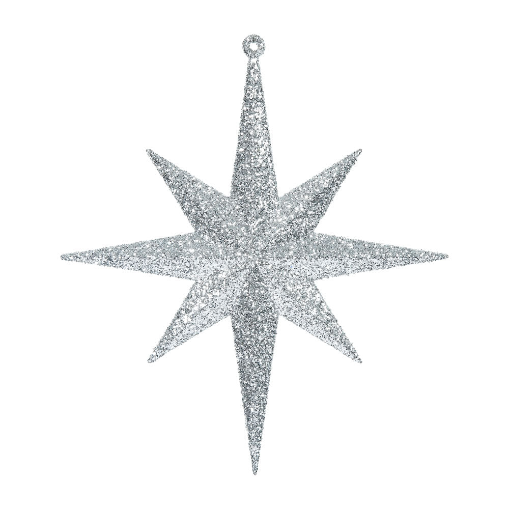 Vickerman 8 in. SILVER Glitter Star Christmas Ornament