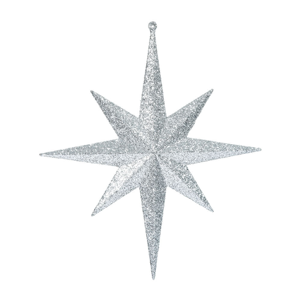 Vickerman 12 in. SILVER Glitter Star Christmas Ornament