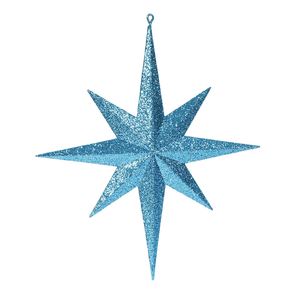 Vickerman 15.75 in. Turquoise Glitter Star Christmas Ornament