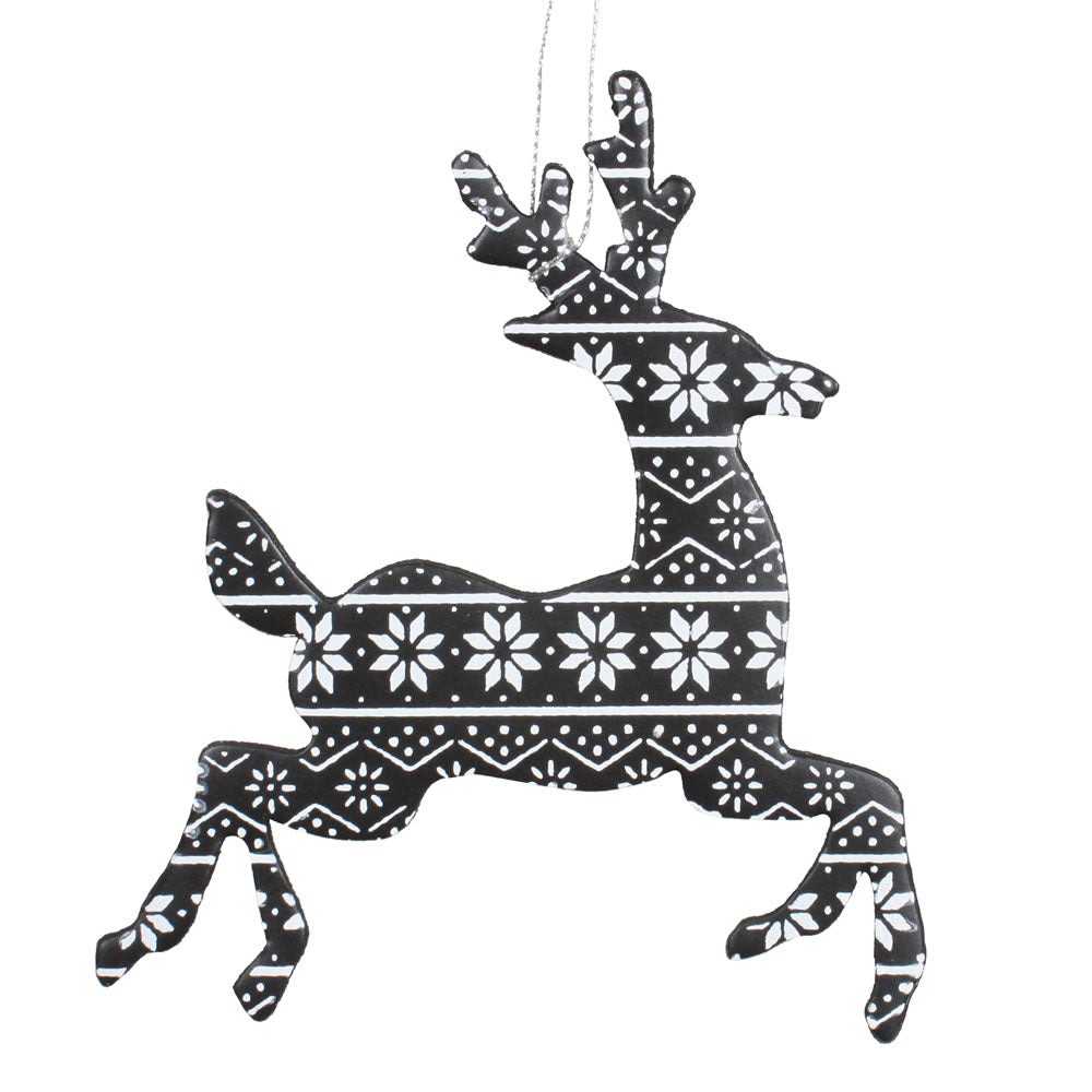 Vickerman 6 in. Black-White Deer Christmas Ornament