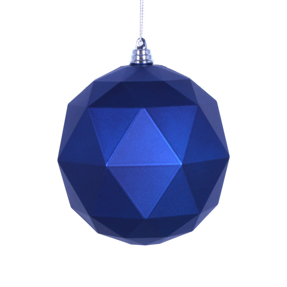Vickerman 8 in. Blue Matte Geometric Ball Christmas Ornament