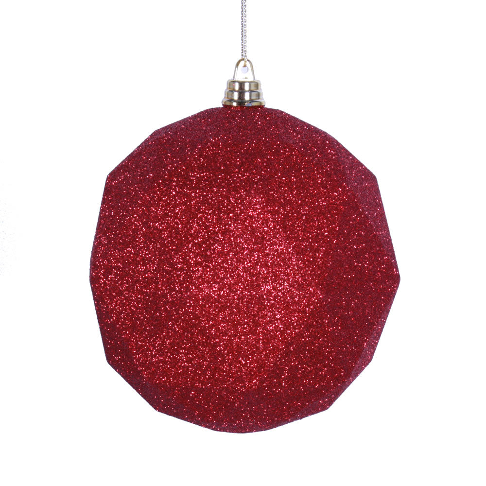 Vickerman 4.75 in. Red Geometric Glitter Ball Christmas Ornament