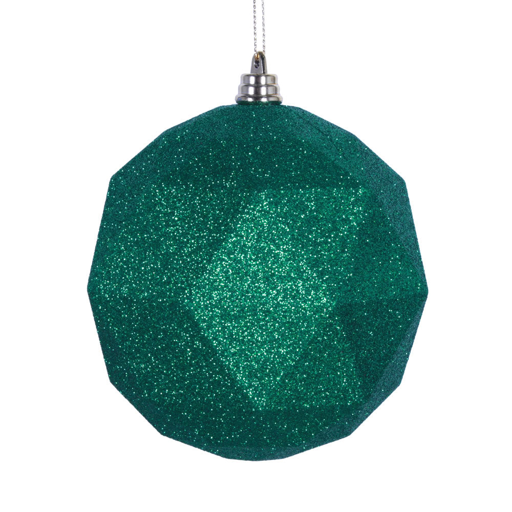 Vickerman 4.75 in. Green Geometric Glitter Ball Christmas Ornament