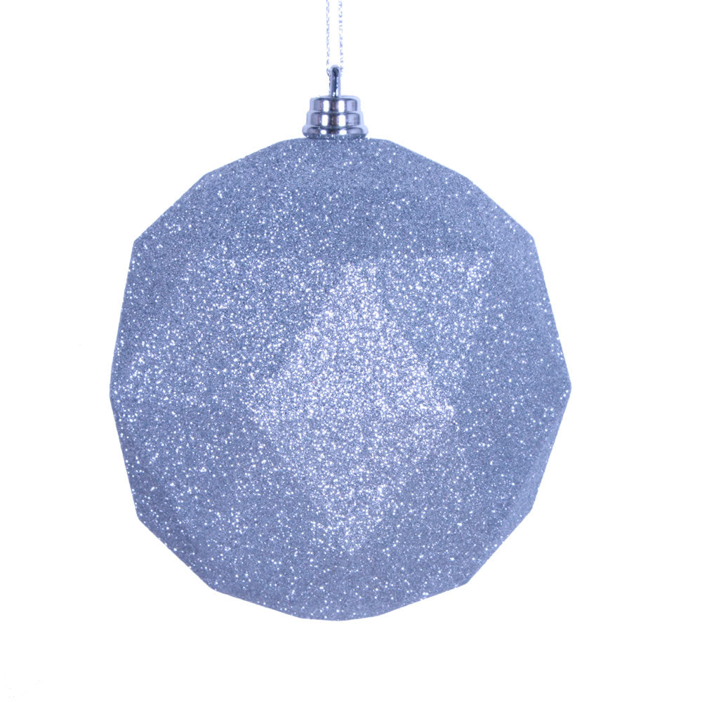 Vickerman 4.75 in. Silver Geometric Glitter Ball Christmas Ornament