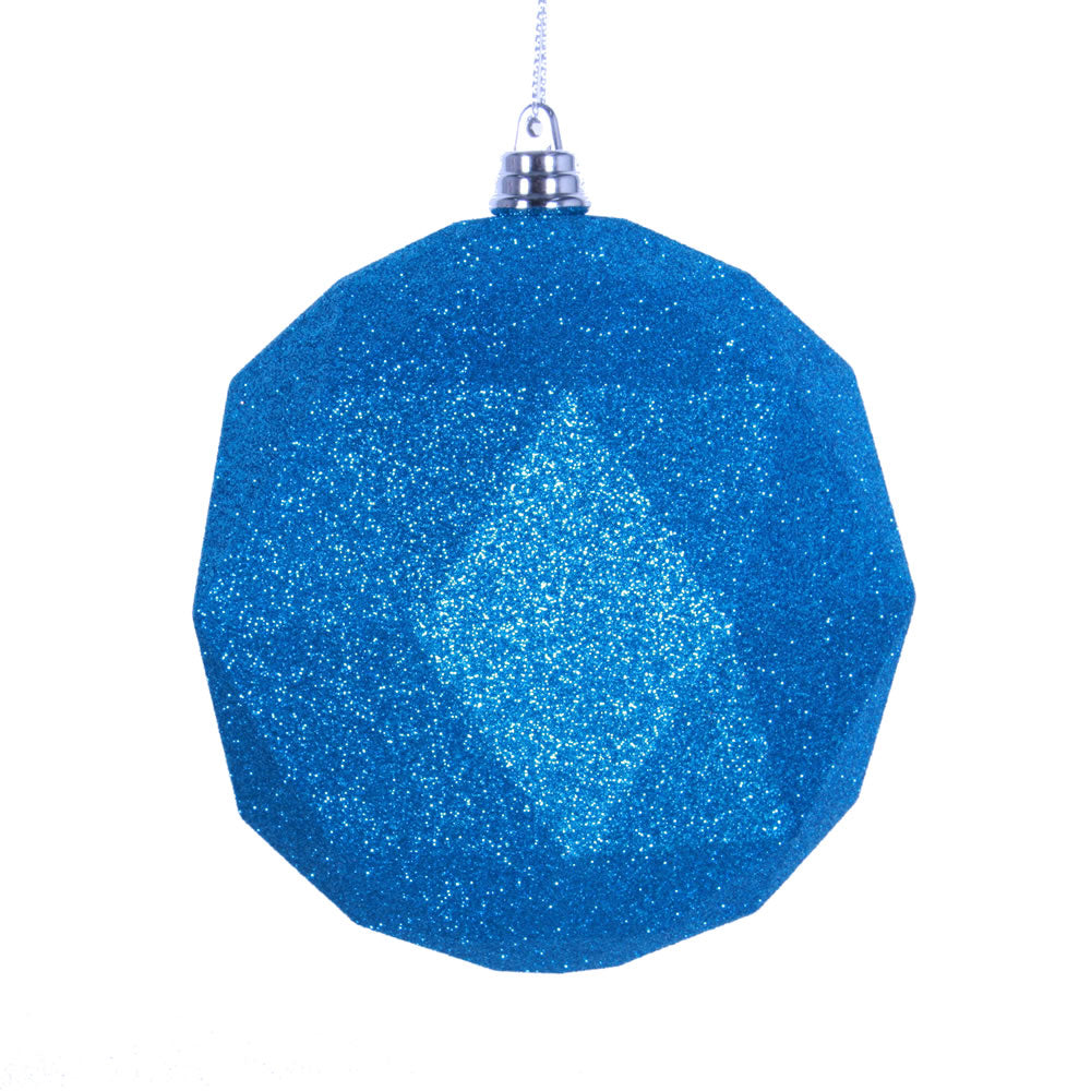 Vickerman 8 in. Turquoise Geometric Glitter Ball Christmas Ornament