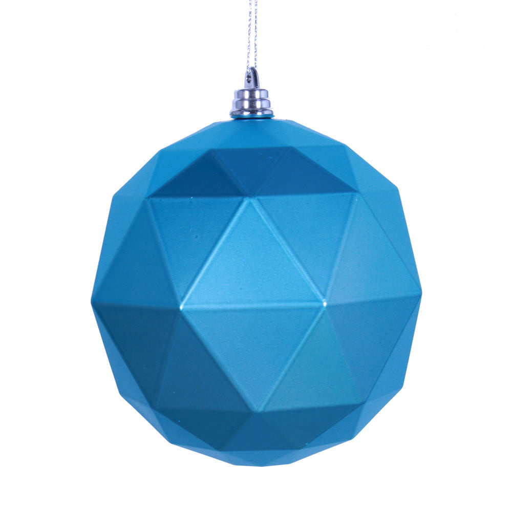 Vickerman 8 in. Turquoise Matte Geometric Ball Christmas Ornament