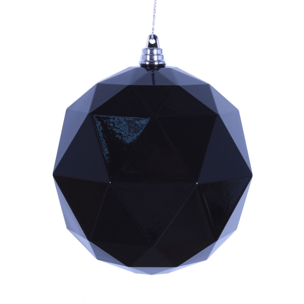 Vickerman 8 in. Black Shiny Geometric Ball Christmas Ornament