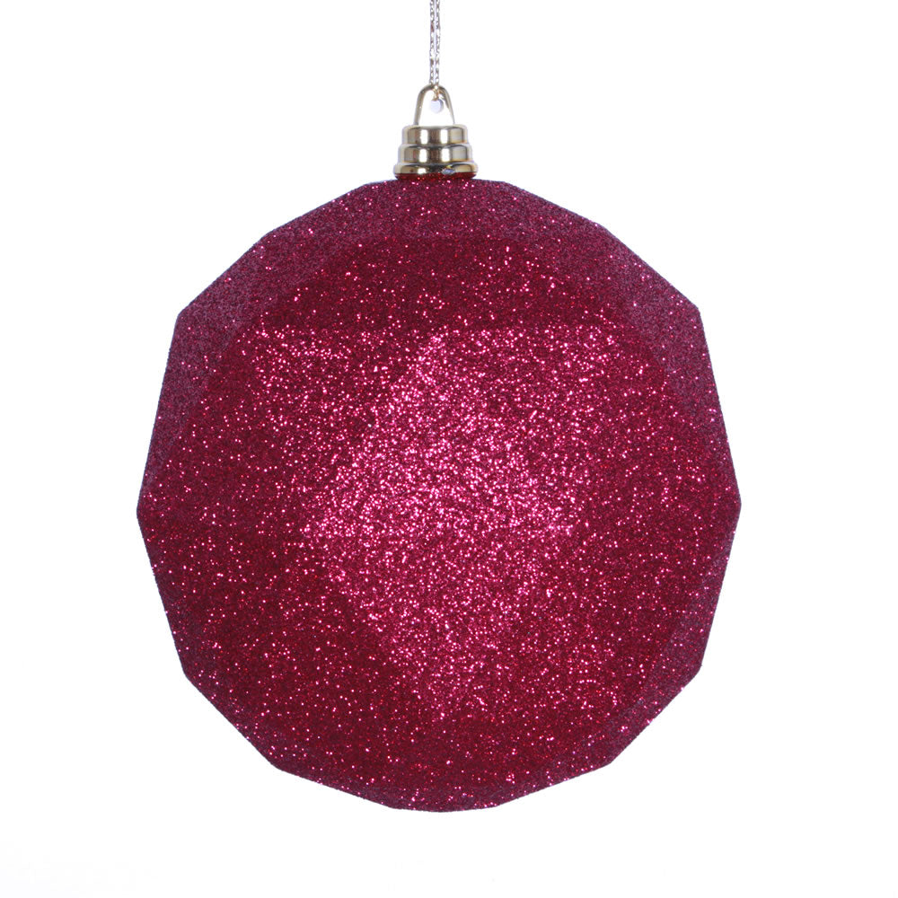 Vickerman 6 in. Wine Geometric Glitter Ball Christmas Ornament