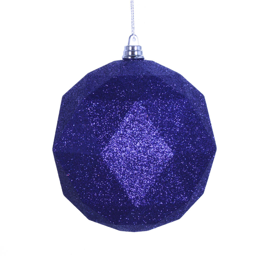 Vickerman 4.75 in. Cobalt Blue Geometric Glitter Ball Christmas Ornament