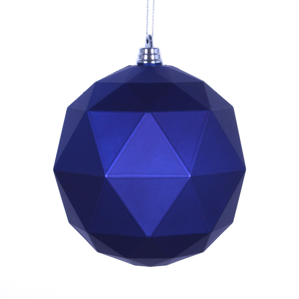 Vickerman 8 in. Cobalt Blue Matte Geometric Ball Christmas Ornament