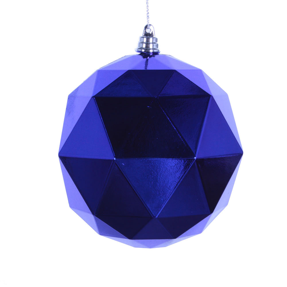 Vickerman 4.75 in. Cobalt Blue Shiny Geometric Ball Christmas Ornament