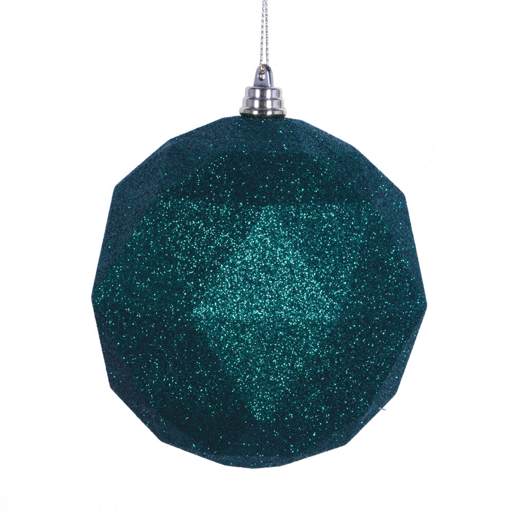 Vickerman 4.75 in. Emerald Geometric Glitter Ball Christmas Ornament