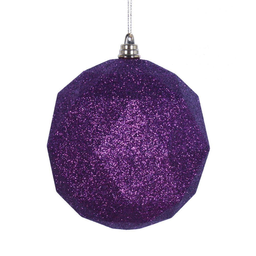 Vickerman 4.75 in. Plum Geometric Glitter Ball Christmas Ornament