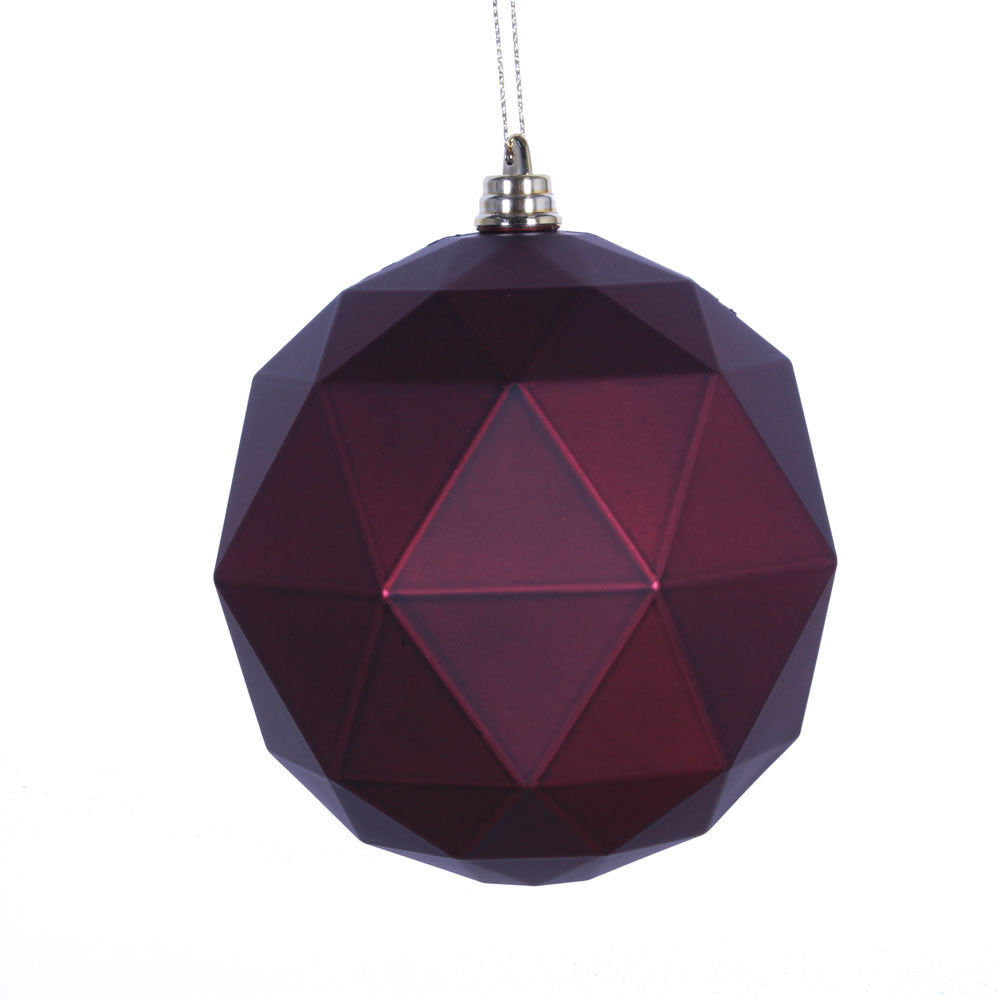 Vickerman 4.75 in. Plum Matte Geometric Ball Christmas Ornament