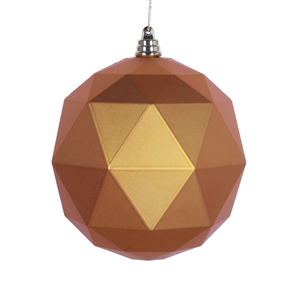 Vickerman 4.75 in. Antique Gold Matte Geometric Ball Christmas Ornament