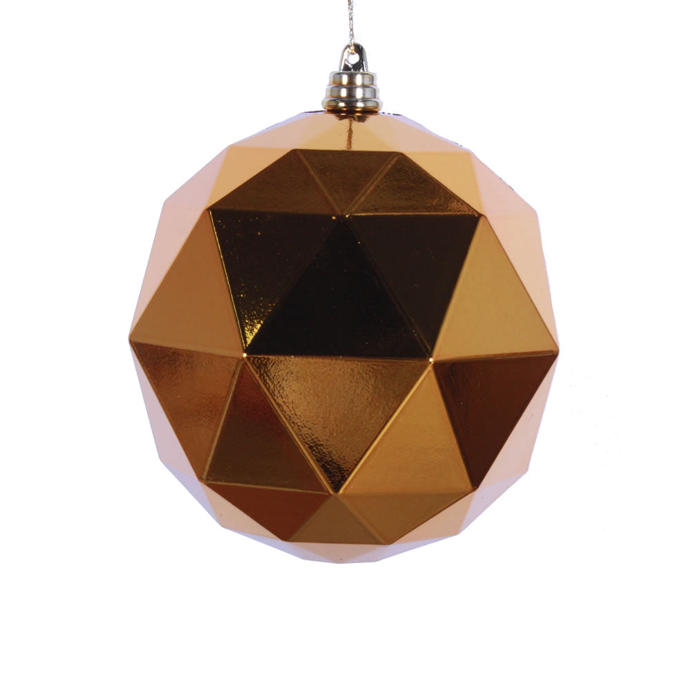 Vickerman 6 in. Antique Gold Shiny Geometric Ball Christmas Ornament