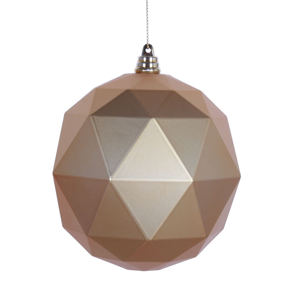 Vickerman 6 in. Honey Gold Matte Geometric Ball Christmas Ornament