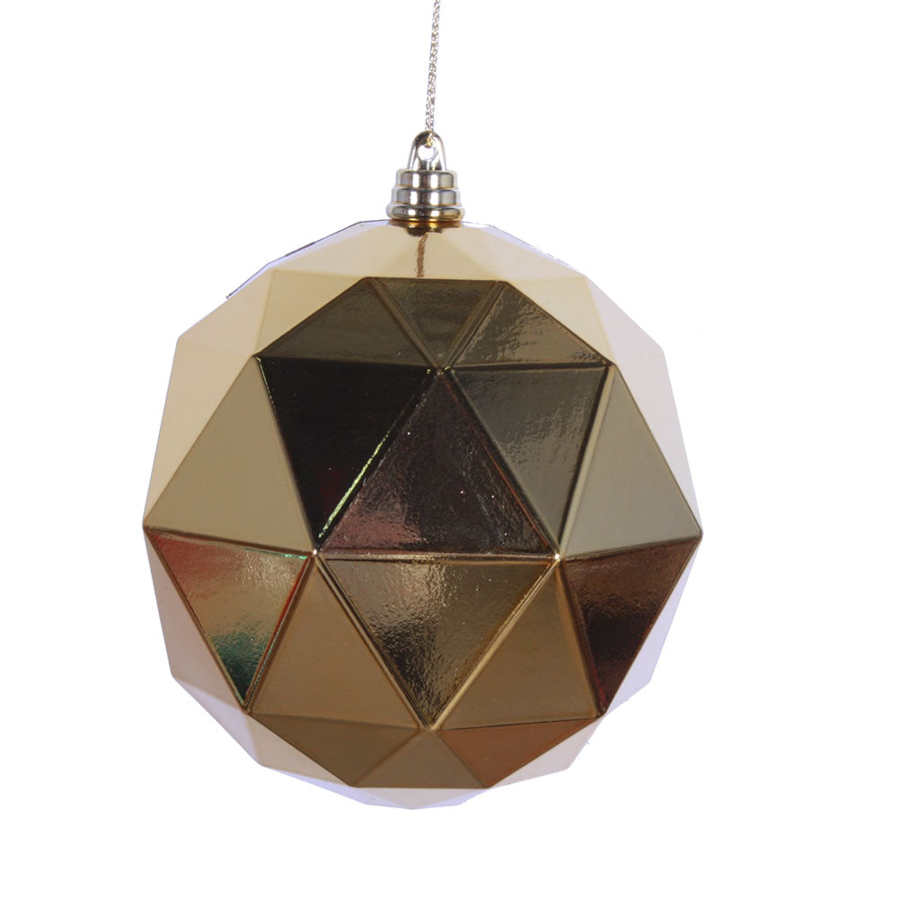 Vickerman 4.75 in. Honey Gold Shiny Geometric Ball Christmas Ornament