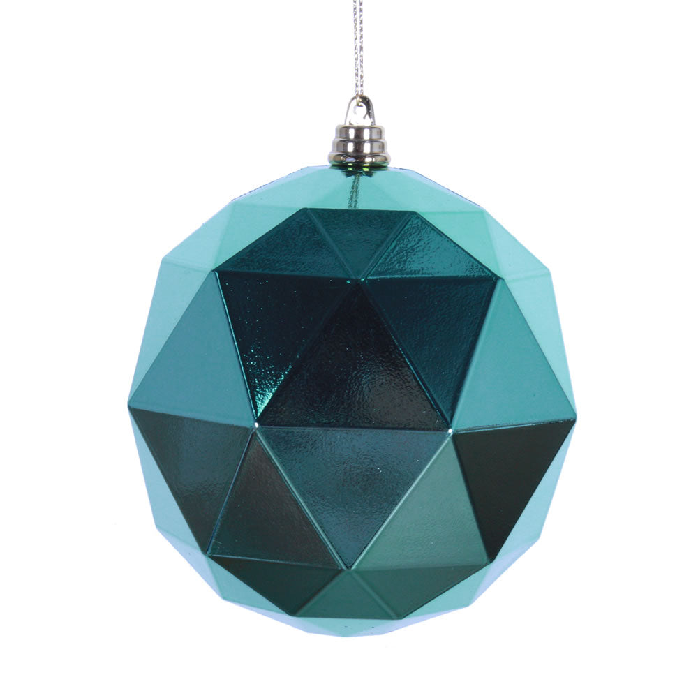 Vickerman 8 in. Seafoam Shiny Geometric Ball Christmas Ornament