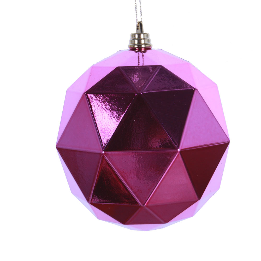 Vickerman 6 in. Mauve Shiny Geometric Ball Christmas Ornament