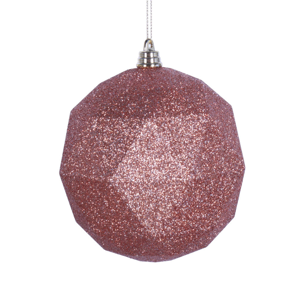 Vickerman 4.75 in. Rose Gold Geometric Glitter Ball Christmas Ornament