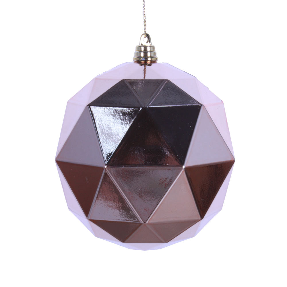 Vickerman 8 in. Rose Gold Shiny Geometric Ball Christmas Ornament