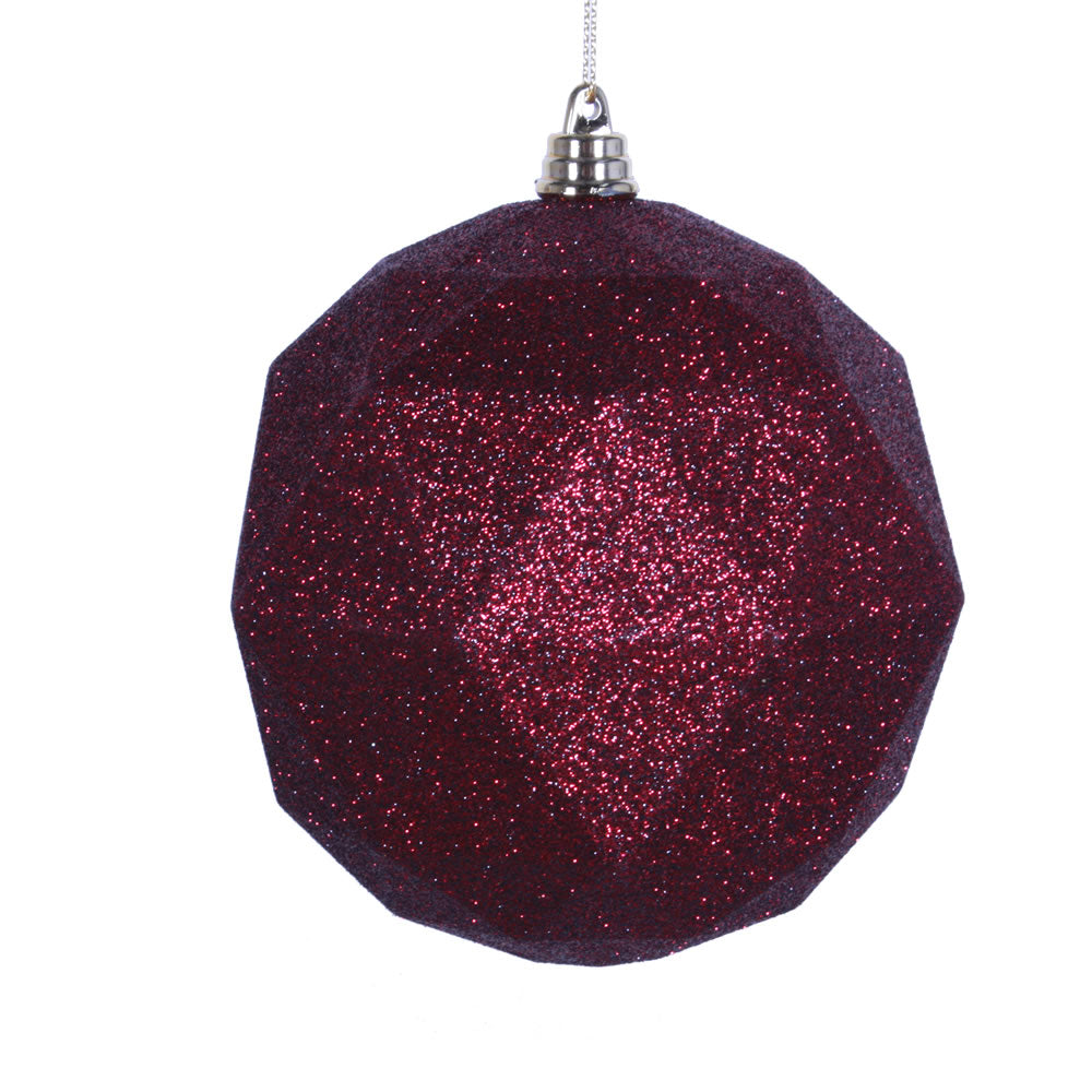 Vickerman 8 in. Burgundy Geometric Glitter Ball Christmas Ornament