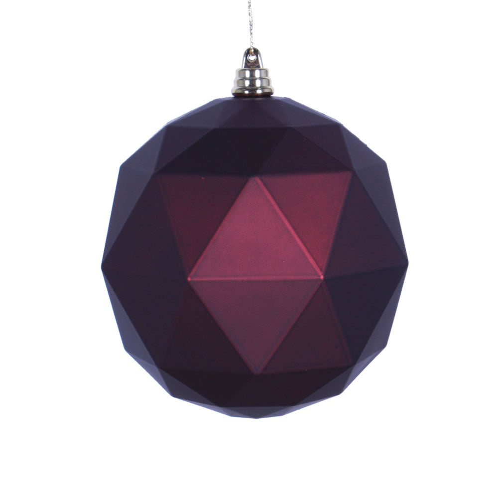 Vickerman 4.75 in. Burgundy Matte Geometric Ball Christmas Ornament